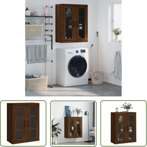 The Living Store Armoire murale chêne marron 69,5x34x90 cm - Armoire Murale - Meuble De Rangement - Buffet - Étagère Murale - Rangement Mural (1/5)