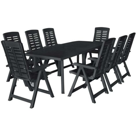 9 pcs Ensemble de salle à manger de jardin  Salon de jardin  Mobilier de salle à manger Plastique Anthracite RJTRX437493 (1/5)