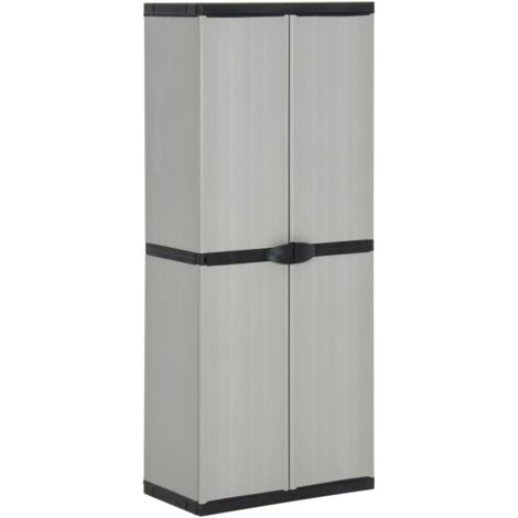 Armoire de rangement Meuble de rangement de jardin 3 étagères Gris/noir 68x40x168cm RTJEX271723 (1/5)