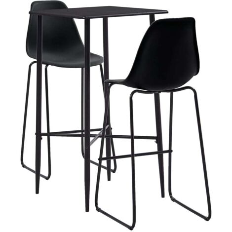 3 pcs Ensemble de bar Set de 1 Table + 2 Tabouret Haut de Bar Moblier de Cuisine/Salle à Manger/bistro Plastique Noir DEJDX73046 MaisonChic (1/5)