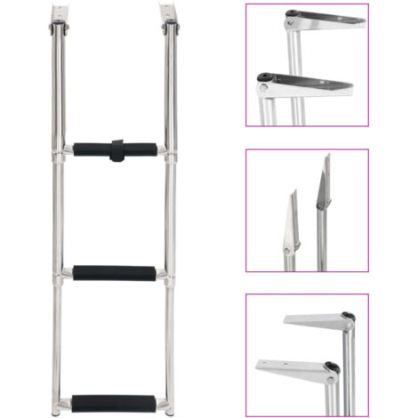 Echelle de piscine,Échelle d'embarquement pliable 3 marches Acier inoxydable CNEI231567 (1/5)