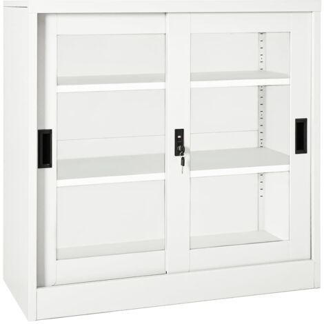 Armoire à portes coulissantes Armoire de rangement Blanc 90x40x90 cm Acier RTJEX395118 (1/5)