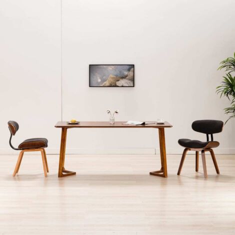 Lot de 2 Chaises de salle à manger - Chaises à manger - Chaise de Bureau, Salon et de Cuisine gris bois courbé et tissu BSRHS975638 (1/5)