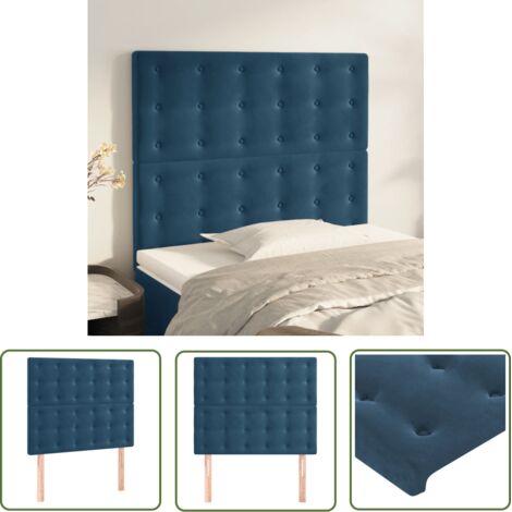 The Living Store Têtes de lit 2 pcs Bleu foncé 90x5x78/88 cm Velours - Tête De Lit - Literie - Meuble De Chambre - Tête De Lit Velours - Têtière De Lit (1/5)