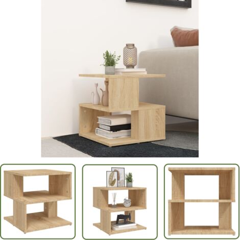 The Living Store Table d'appoint Chêne sonoma 40x40x40 cm Aggloméré - Table Basse - Meuble D'appoint - Table D'appoint - Décoration Intérieure - Salon