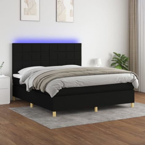 Sommier tapissier avec matelas et LED Sommier pour Adulte et Enfant Lit adulte Noir 160x200 cm Tissu XRKJY8303993 (1/5)