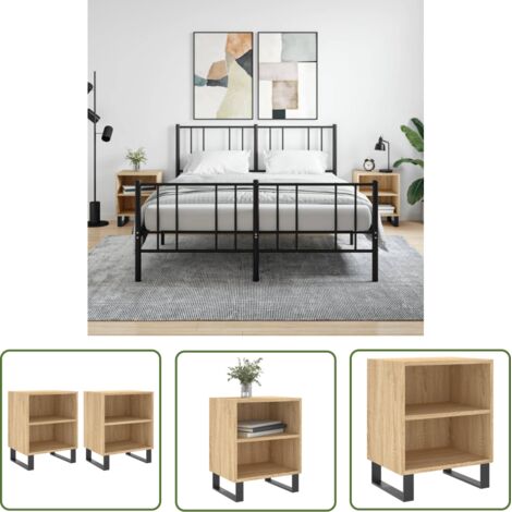 The Living Store Tables de chevet 2pcs chêne sonoma 40x30x50cm bois d'ingénierie - Table De Chevet - Meuble De Chambre - Table De Nuit - Mobilier Intérieur - Meubles De Salon (1/5)