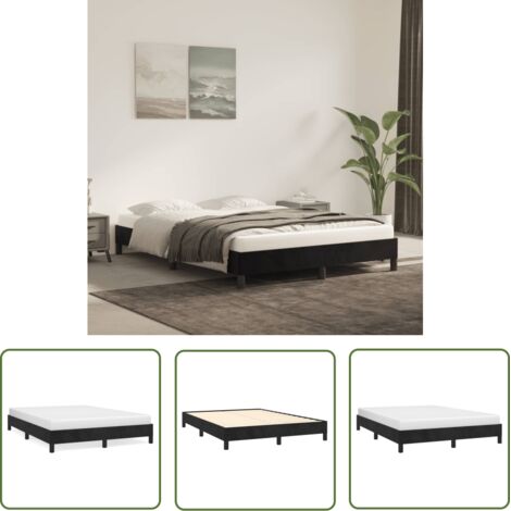 Lit adulte pour 2 personnes, Structure de lit, Assemblage Facile, Noir 140x200 cm Velours OIB1289E (1/5)