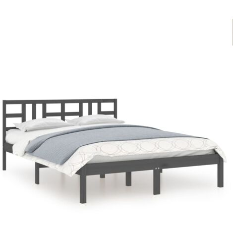 Lit Adulte  Cadre de lit magnifique pour Chambre,Matériau durable Gris Bois massif 200x200 cm -13892 (1/5)