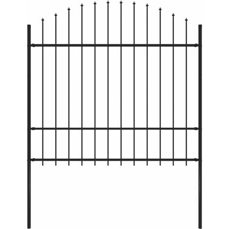 Clôture de jardin,Barrière de jardin,Portail de jardin avec dessus en lance Acier 1,7 m Noir CNENE254881 (1/3)
