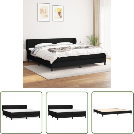 The Living Store Sommier à lattes de lit avec matelas Noir 200x200 cm Tissu - Lit Double - Lit Tapissier - Literie - Matelas - Chambre À Coucher (1/5)