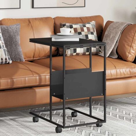 Table d'appoint avec roues Bout de canapé Table Basse Noir 55x36x63,5 cm Bois d'ingénierie NXETH465534 (1/5)