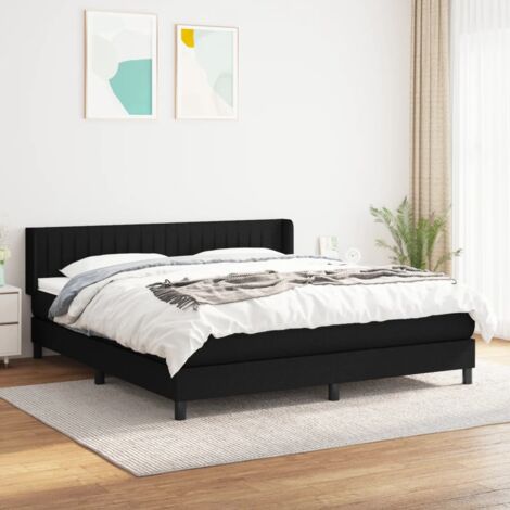 Lit Adulte - Lit à sommier tapissier avec matelas - Meuble de Chambre à Coucher - Noir 160x200 cm Tissu VSGS984047 (1/5)