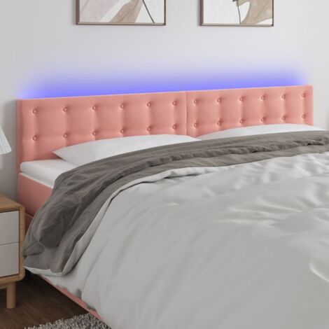 Tête de lit à LED,Panneau de lit,Pour Lit adulte,Décoration murale Rose 180x5x78/88 cm Velours XZZ358329 (1/5)