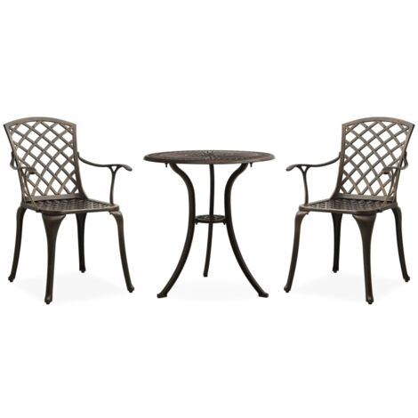 3 pcs Ensemble de bistro Ensemble Table et Chaises Ensemble de café Aluminium coulé Bronze DEJDX31637 (1/5)
