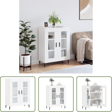 The Living Store Buffet blanc 69,5x34x90 cm bois d'ingénierie - Buffet - Armoire - Meuble De Rangement - Mobilier - Cuisine (1/5)