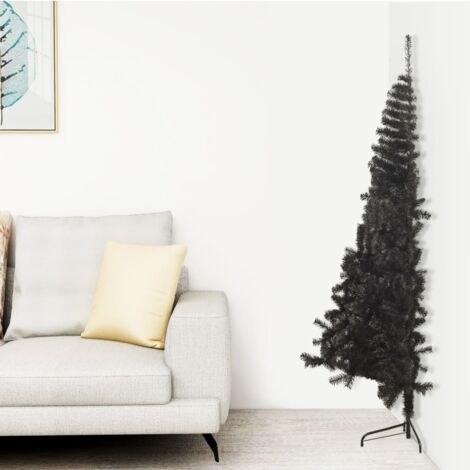 Demi sapin de Noël artificiel Arbre de Noël Décoration de Fête de Noël avec support Noir 150 cm PVC ETJTE907863 (1/5)