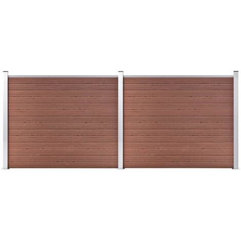 Ensemble de panneau de clôture,Barrière de jardin WPC 353x146 cm Marron GDSVW87455 (1/5)