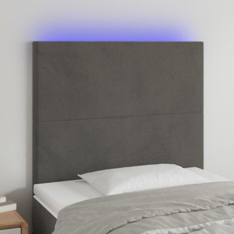 Tête de lit avec lumière LED,Panneau de lit,Décoration murale Gris foncé 80x5x118/128 cm Velours XJDT398496 (1/5)