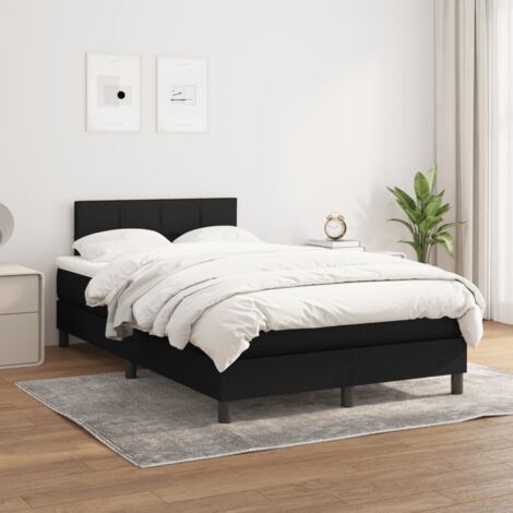 Lit Adulte - Lit à sommier tapissier avec matelas- Lit double - Meuble de Chambre à Coucher Noir 120x200 cm Tissu CNIS6379398 (1/5)