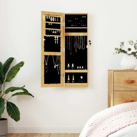 Armoire à bijoux avec miroir murale Cabinet/Boîte à bijoux Armoire de rangement 30x8,5x90 cm XZZZ600858 (1/5)