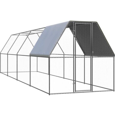 Poulailler d'extérieur,Enclos à poules,Cage pour Animaux 2x8x2 m Acier galvanisé DGBDF655431 (1/5)