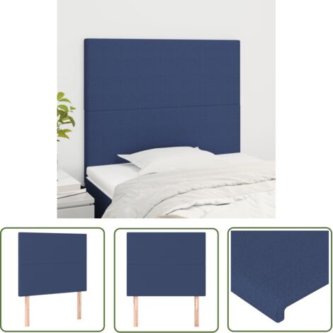 The Living Store Têtes de lit 2 pcs Bleu 90x5x78/88 cm Tissu - Tête De Lit - Têtière De Lit - Literie - Meuble De Chambre - Décoration Chambre (1/5)