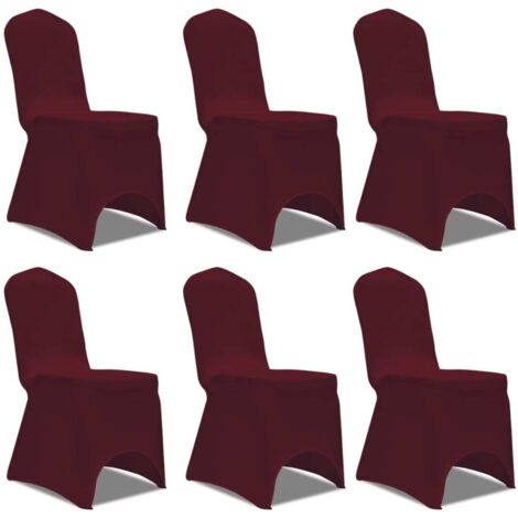 Housse bordeaux extensible pour chaise 6 pièces,Couverture de Chaise,protège-chaise DGBDF533350 (1/5)