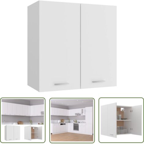 The Living Store Armoire suspendue Blanc 60x31x60 cm Bois d'ingénierie - Armoire Suspendue - Meuble De Cuisine - Rangement Cuisine - Armoire Blanche - Armoire Bois (1/6)