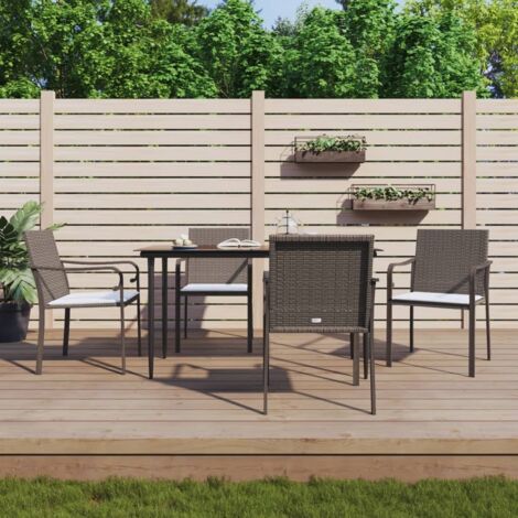 5 pcs Ensemble à manger de jardin Salon de jardin Mobilier de salle à manger coussins résine tressée acier RJTRX443100 (1/5)