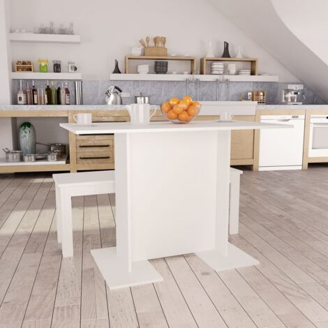 Table de salle à manger,Table à manger,Table de salon ou de cuisine Blanc 110 x 60 x 75 cm Bois ingénierie DGBDF990057 (1/5)