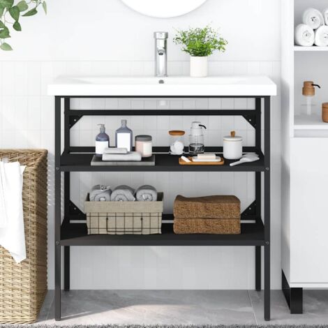 Bâti support pour lavabo，Cadre de lavabo de salle de bain，Encadrement de lavabo Noir 79x38x83 cm Fer CNEI813508