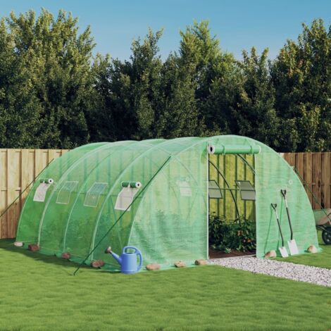 Serre avec cadre en acier,Serre de jardin,Serre tunnel vert 16 m² 4x4x2 m VDVM573787 (1/5)