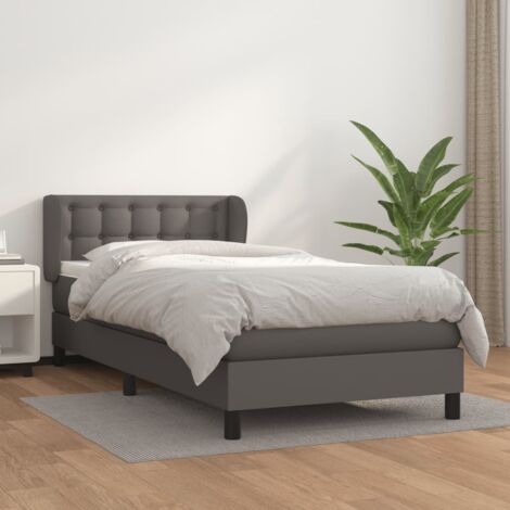 Lit Adulte - Lit à sommier tapissier avec matelas- Lit simple - Meuble de Chambre à Coucher Gris 80x200 cm Similicuir CNIS5437069 (1/5)