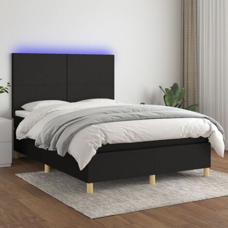 Sommier tapissier avec matelas et LED Sommier pour Adulte et Enfant Lit adulte Noir 140x190 cm Tissu XRKJY9185137 (1/5)