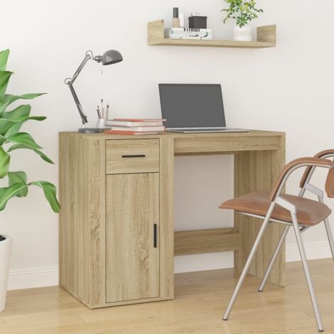 Bureau  Table de travail  Bureau d'ordinateur Chêne sonoma 100x49x75 cm Bois d'ingénierie BZRNR748556 (1/5)