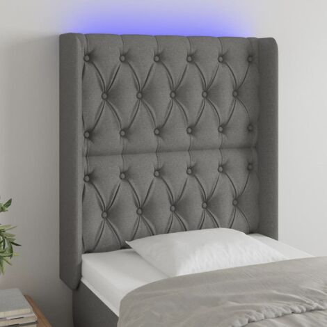 Tête de lit avec lumière LED,Panneau de lit,Décoration murale Gris foncé 83x16x118/128 cm Tissu XEJZT964723 (1/5)