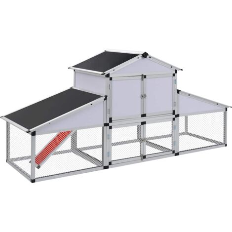 Poulailler avec rampes et nichoir,Enclos à poules,Cage pour Animaux Aluminium DGBDF296654 (1/5)