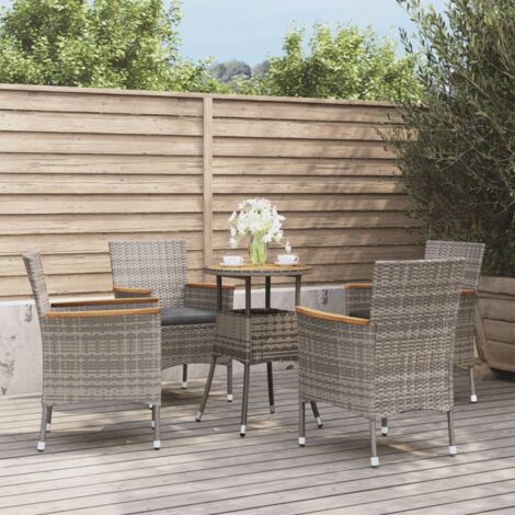 5 pcs Ensemble de bistro de jardin Ensemble Table et Chaises Ensemble de café coussins gris poly rotin DEJDX35719 (1/5)