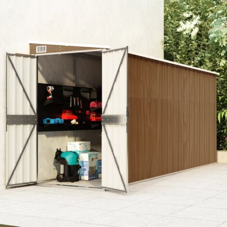 Abri de jardin remise pour outils,Cabane Remise de Jardin pour Stockage mural Marron 118x382x178 cm Acier galvanisé - FR52664 (1/5)