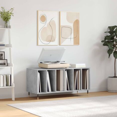Armoire à disques Bibliothèque Meuble à disques gris béton 100x38x48 cm bois d'ingénierie RTJEX328358 MaisonChic (1/5)