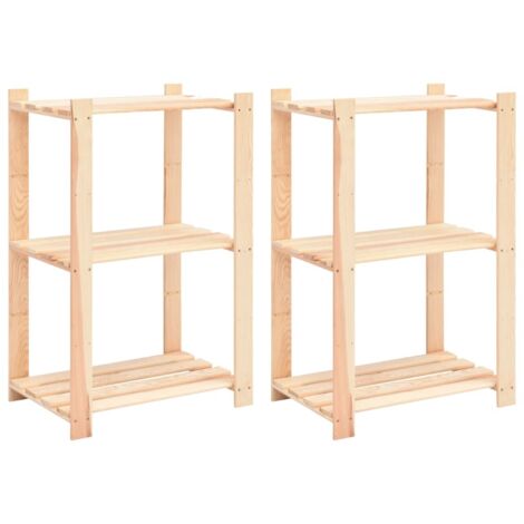 Lot de 2 Étagères de rangement à 3 niveaux Armoire de rangement 60x38x90 cm Pin 150 kg BRZH398443 MaisonChic (1/5)