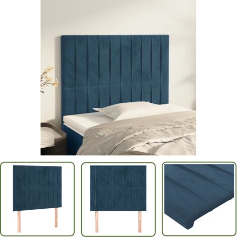 The Living Store Têtes de lit 2 pcs Bleu foncé 80x5x78/88 cm Velours - Tête De Lit - Tête De Lit Velours - Têtière De Lit - Meuble De Chambre - Literie (1/5)