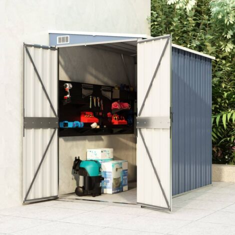Abri de jardin remise pour outils,Cabane Remise de Jardin pour Stockage mural Gris 118x194x178 cm Acier galvanisé - FR84113