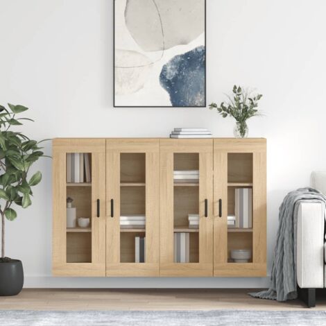 Lot de 2 Armoires murales,Armoire de rangement,Armoire suspendue chêne sonoma bois d'ingénierie CNEI893367 (1/5)