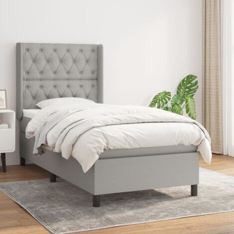 Lit Adulte - Lit à sommier tapissier avec matelas - Meuble de Chambre à Coucher - Gris clair 80x200 cm Tissu XEJZT821675 (1/5)