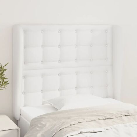 Tête de lit avec oreilles,Panneau de lit,Design industriel Blanc 93x23x118/128 cm Similicuir XJDT628890 (1/5)