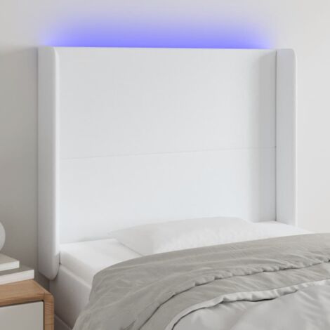 Tête de lit avec lumière LED,Panneau de lit,Décoration murale Blanc 103x16x118/128 cm Similicuir XJDT915593 (1/5)