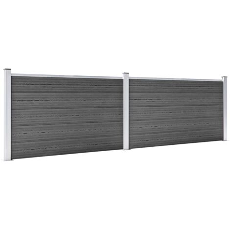 Clôture WPC/Ensemble de Panneau de Clôture,Barrière de jardin 353x105 cm Noir -99555
