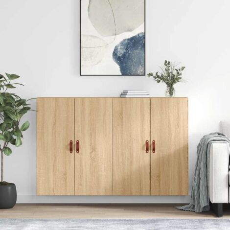 Lot de 2 Armoires murales，Armoire de rangement，Armoire suspendue chêne sonoma 69,5x34x90 cm VDVM664532 (1/5)